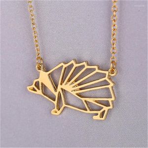 Collares colgantes 2022, collar único de erizo de Origami para mujer, cadena con dije de Animal bonito, regalos de joyería