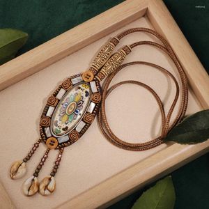 Collares colgantes 2023 explosivo bohemio étnico estilo exótico pesado trenzado a mano vintage collar de cuero cadena de lana para mujeres