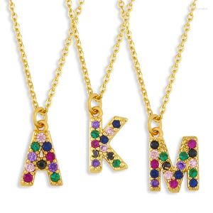 Collares pendientes 2023 moda pequeño 26 letra inicial collar para mujeres mujer linda cadena del alfabeto Cubic Zirconia regalo de joyería al por mayor