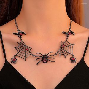 Collares pendientes 2023, collar de araña de Halloween, cadena de clavícula corta Web Punk para mujer, joyería de fiesta de tendencia