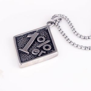 Collares colgantes 2023 Vintage Geométrico Uno por ciento Collar Color Acero inoxidable Lucky Handsome Brave Men Neckalce