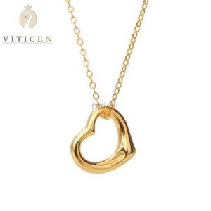 Colliers de pendentif 24k Gold Pure Gold Love Heart Chain Pendant Femmes Bijoux Fine Gift For Girlfriend and Wife 18K Gold Collier Femme Jewelry 240419