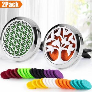 Pendentif Colliers 2PCS 30mm Voiture Huiles Essentielles Diffuseur En Acier Inoxydable Médaillon Fleur De Vie Vent Clip 32pcs Pads