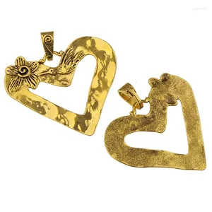 Pendentif Colliers 2pcs plaqué or pour le cou femmes grand coeur fait à la main bijoux bricolage cordon métal en gros matériau personnalisé