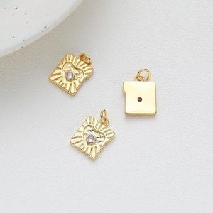 Collares pendientes 2 uds amor chapado en oro con dijes de circón para hacer joyería pulsera DIY collar hecho a mano accesorios de cobre