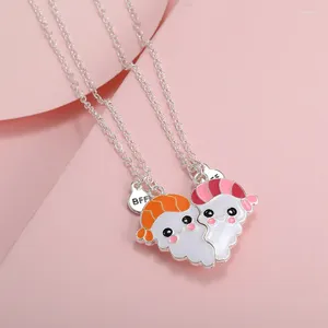 Colliers de pendentif 2pcs / ensemble mignon mini sushis pour filles enfants amitié ami Bff Friend enfants bijoux cadeau