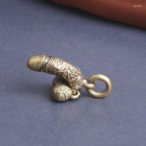 Pendentif Colliers 2 pièces en laiton massif singe pénis pendentifs pour porte-clés bijoux génitaux chiffres tentures créatifs hommes poussin collier faisant