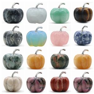 Collares colgantes 30 mm tallado piedras preciosas calabazas artesanías para el hogar sala de estar dormitorio decoración regalos estatua pulida figuras