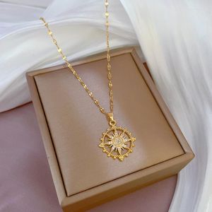Collares pendientes de acero inoxidable 316L estilo Kpop Sun Star collar para mujer cadena de clavícula chapada en oro regalo novia