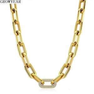 Colliers pendentifs 316L en acier inoxydable femmes hommes or argent couleur lourd épais gros maillons chaîne collier avec cristaux Bling Punk collier bijoux 231204