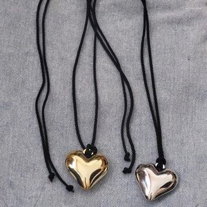 Pendentif Colliers 3D Collier en forme de coeur Mode Clavicule Chaîne Amour Coeur Charme Cravate Longue Corde Cou Bijoux
