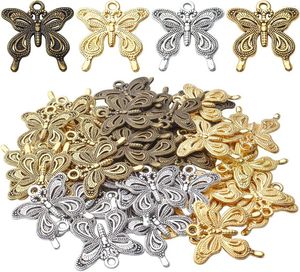 Collares colgantes 40 unids aleación mariposa encantos cuentas de insectos para bricolaje pulsera collar fabricación de joyas artesanía 4 colores