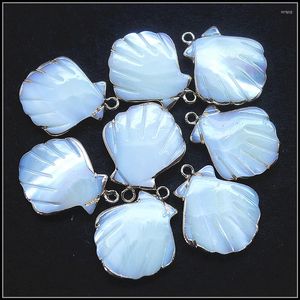 Collares pendientes 4 piezas Colgantes de concha de agua salada Madre de perla tallada con diseños 21x20 mm Colores blancos Precio al por mayor