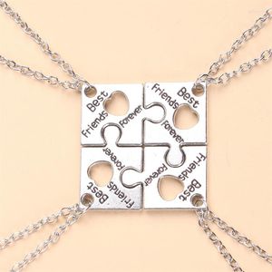 Pendentif Colliers 4 pcs/ensemble Amis Collier Puzzle Lettre Motif En Alliage de Zinc Dames Amitié Famille Bijoux Cadeaux Pour