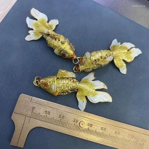Collares colgantes 50 mm Moda Oro Color Verde Cloisonne Goldfish para mujeres DIY Collar hecho a mano Fabricación de joyas Piezas
