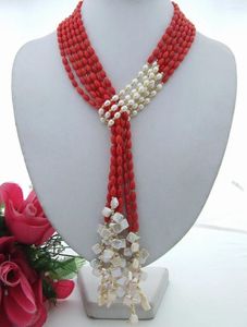 Collares colgantes Collar de coral de perlas Keshi de 51 