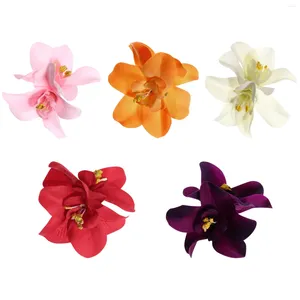 Pendentif Colliers 5pcs Pinces à cheveux de fleurs artificielles Accessoires de style Hawaii Barrettes (couleur aléatoire)