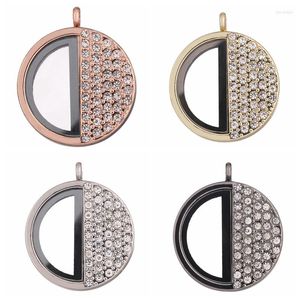 Collares colgantes 5 unids medio encantos de diamantes de imitación de vidrio memoria viva flotante medallón diy artesanía joyería haciendo collar llavero para mujeres hombres