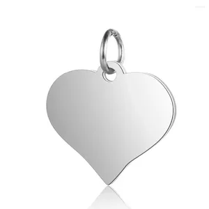 Pendentif Colliers 5pcs coeur en acier inoxydable estampage étiquette vierge pendentifs manuel polissage charmes avec anneau de saut pour la fabrication de bijoux cadeau