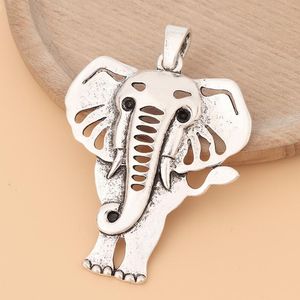 Collares colgantes 5 unids/lote de plata tibetana, dijes de elefante grandes de la suerte, colgantes de animales para collar, accesorios para hacer joyas, colgante