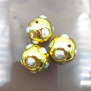 Collares pendientes 5 uds perlas naturales de agua dulce cuentas sueltas espaciador brillante oro cobre plateado Ocean Series para hacer DIY collar pulsera Y
