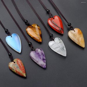 Colliers pendants 5pcs Stone naturel Reiki guérison cristal turquoise coeur forme amethystes