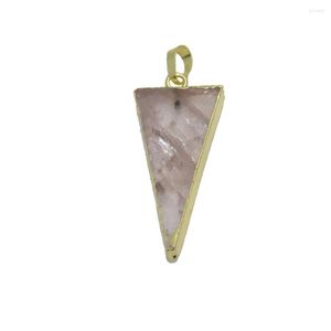 Pendentif Colliers 5ps Rose Pierre Naturelle De Mode Bijoux Cristal Pour Les Femmes Or Lunette Charme Triangle Collier Partie