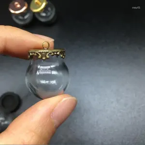 Pendentif Colliers 5sets 20 15mm Clear Globe de verre vide Orbes Bubble Metal Crown Base Plateau Bijoux Collier Vial DIY Souhaitant Bouteilles