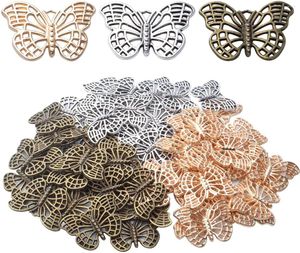 Collares colgantes 60 unids aleación antigua encantos de mariposa encanto de insecto volador para pendiente collar pulsera joyería haciendo suministros 3 colores