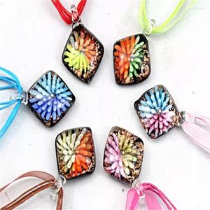 Pendentif Colliers 6pcs fait à la main carré double couleur correspondant verre de murano pour femmes collier pull chaîne bijoux