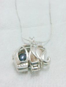 Pendentif Colliers 925 Silver Elephant Perle / Gem Perles Médaillon Cage Sterling Fit Pour DIY Bijoux De Mode Charme