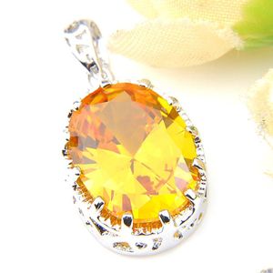 Collares pendientes 925 Sterling Sier Plated Oval Brasil Citrine Gems Colgantes Rusia American Holiday Gift Collares Drop Delivery 202 Dhgcf