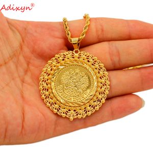 Collares pendientes Adixyn Classic Coin Necklace For Men Gold Color Cobre Árabe Joyería Pareja Colgante Cadena Turkish Ancient Gift N06307 230626