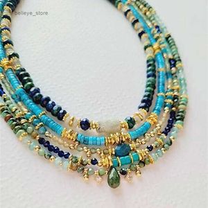Collares colgantes Turquesa africana Collares de perlas naturales hechos a mano Ágata Centro indio Aventurina Cuarzo Colar Cuello de mujer Boho Chic GiftL231225