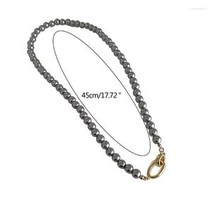 Collares pendientes Collar de perlas artificiales Elegante gargantilla vinculada Joyería de fiesta Material ABS Regalo para mujeres niñas