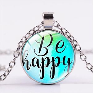 Colliers pendentif Be Brave Happy Color Collision Po Collier Inspirational Word Quote Charm Lovely Crystal For Birthday Gift Drop Deli Dhl8N