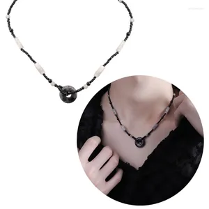 Colliers pendentif perles boucle de sécurité collier de glaçure colorée tempérament féminin chaîne de clavicule perlée bijoux réglables T8DE
