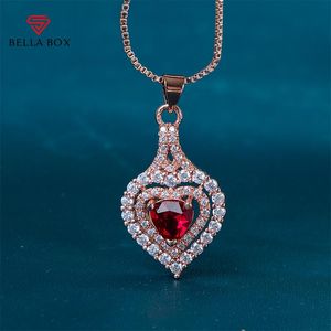 Collares pendientes Bella Box Lujo Multicolor Piedra preciosa Corazón Mujer Compromiso de boda Accesorios Brilliant Lady's Necklace Party Jewel