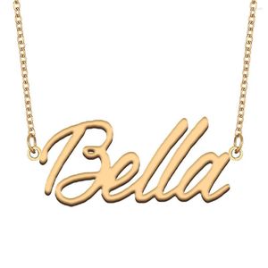 Collares colgantes Bella Placa de identificación Collar para mujeres Joyería de acero inoxidable Chapado en oro Nombre Cadena Femme Madres Novia Regalo