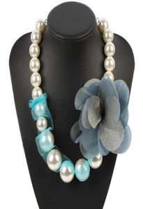 Collares colgantes Declaración de flor de seda grande Collar de perlas simuladas para mujer Moda Cadena de fiesta hecha a mano Jewelry15178766