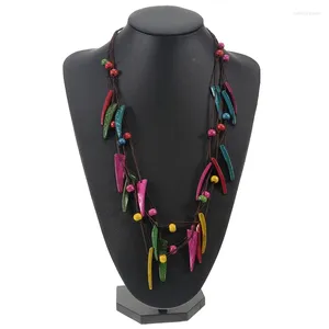 Pendentif Colliers Bohême Mode À La Main Multicouche Coloré Perles De Bois Noix De Coco Femmes Été Robe De Plage Bijoux De Fête