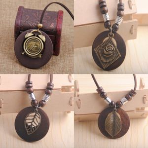 Colliers pendants Bohemian Style Bois Géométrique Round Rose Collier Femme Pull Couleur de bronze Antique Party Choker Jewelry Gifts 230831