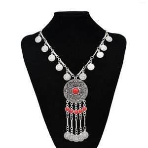 Collares pendientes, collar bohemio Vintage para mujer, cadena de Metal gitana, moneda, declaración Tribal étnica, joyería India turca, Collier Femme