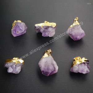 Pendentif Colliers BOROSA 10 Pcs Couleur Or Améthystes Forme Libre Perles À Facettes WX018