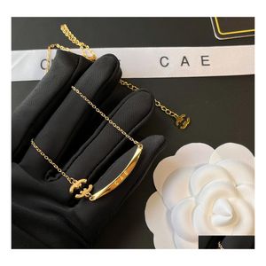 Collares colgantes Marca Codo Carta Collar Diseñado para Mujeres Cadena Larga Chapado en Oro Joyería de Diseñador Exquisita Gota D Dh39c