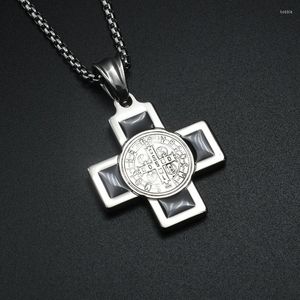 Pendentif Colliers En Vrac Bijoux Religieux En Gros Sans Nickel En Acier Inoxydable Noir Émail Jésus Croix Penadant Perle Chaîne Collier Pour