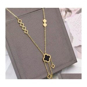 Collares pendientes Coche Dvr Diseñador Clásico Lujo Trébol de cuatro hojas Mujeres 18K Oro Carta Collar Diseño Joyería Gota Entrega Colgante Dhfu4