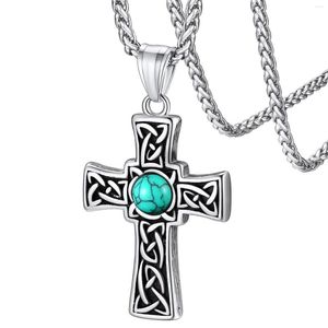 Collares colgantes ChainsPro Irish Claddagh Celtic Knot Cross Collar para mujeres Hombres Acero inoxidable / 18K Chapado en oro Talismán Joyería CP980