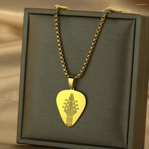 Pendentif Colliers Chandler Acier inoxydable Gravé Guitar Pick Collier Musicien Music-Lover Cadeaux pour hommes et femmes