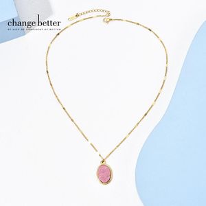 Colliers de pendentif changez une meilleure pierre rose naturel